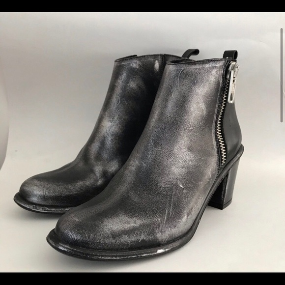 Miista Alice Black Silver Leather Ankle Boot - Picture 2 of 4